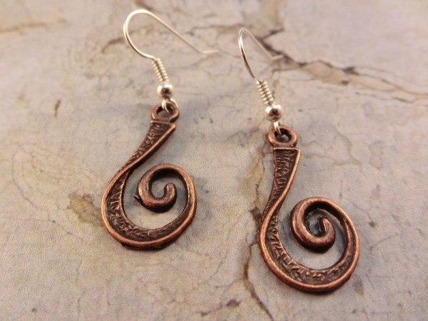 kupferfarben Spiral Ohrringe Vintage Optik Kringel